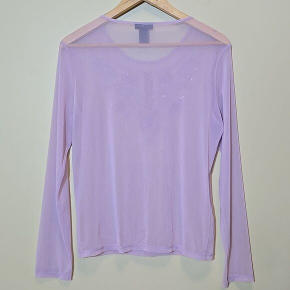 The Limited Sheer Y2K Nylon Top Large Beaded Sequin Fairy Soft Girl Feminine - Picture 9 of 10